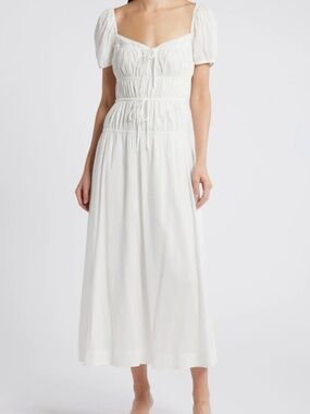 NEW Reformation Rhett Midi Cotton Dress - White
